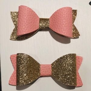 Leather bow hair clip and headband